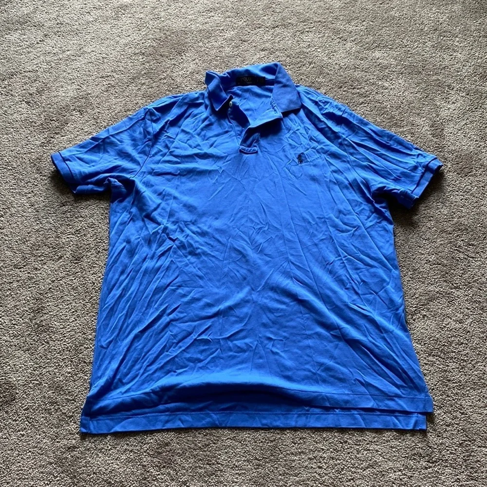 Polo Ralph Lauren Blue Cotton Short Sleeve Classic Polo Shirt SIZE L